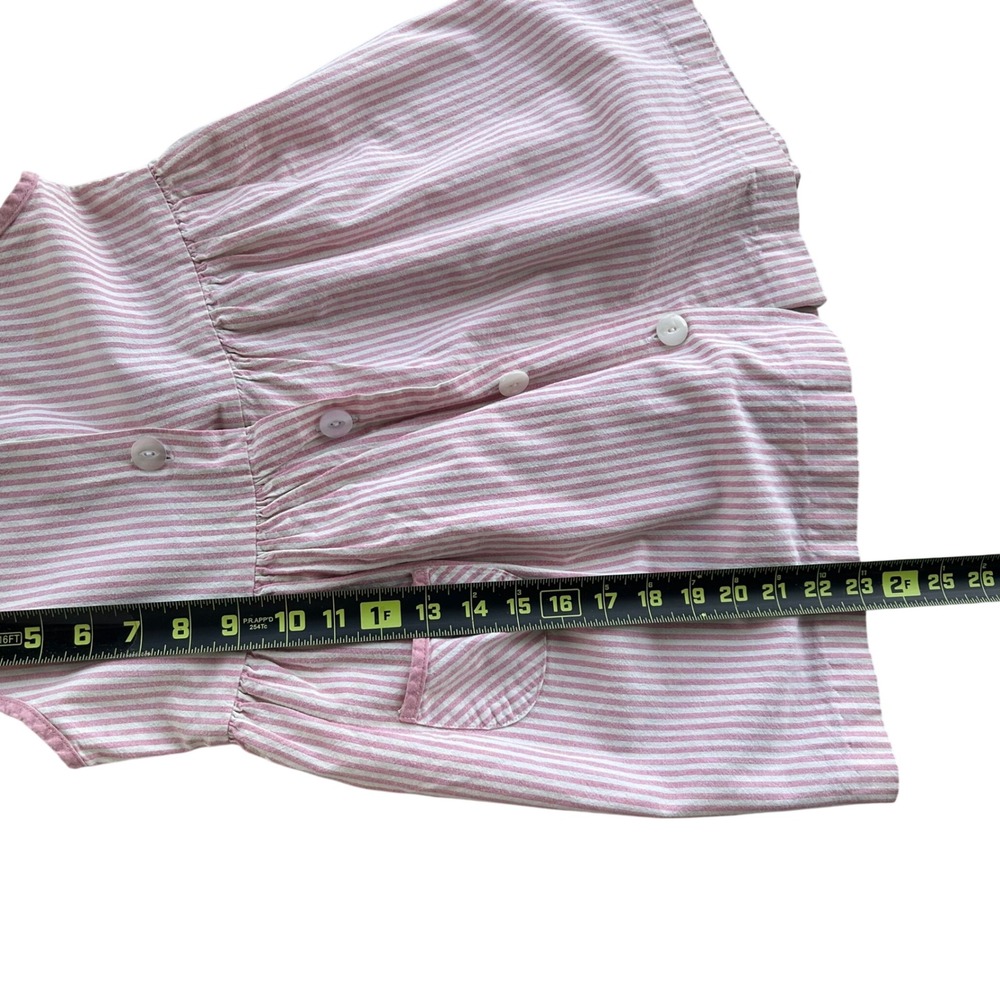 Ruth Scharf Striped Dress Girls 6X Pink Vintage Button Front Sleeveless USA - Picture 2 of 7